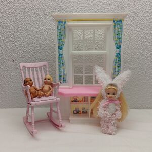 Barbie Baby Sitters Babies Easter Rabbit Rocking Chair Krissy Nap n Play Nursery